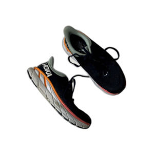 Hoka One One Black and Orange Sneakers